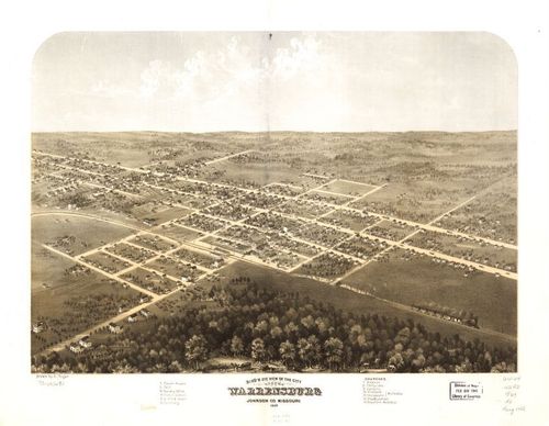 E107 - Birds eye view of the city of Warrensburg Johnson Co Missouri - 1869