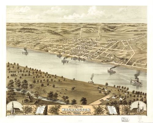 E107 - Birds eye view of the city of Washington Franklin County Missouri - 1869