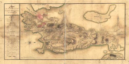 E109 - Plan de Rhodes-Island, et position de l'armée françoise a Newport.