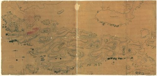 E109 - [Plan de la ville, du port, et de la rade de New-port et Rhode Island. Debarquement en 1780.