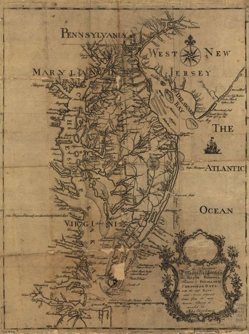 E109 - This map of the peninsula between Delaware & Chesopeak Bays, with the said bays and shores adjacent drawn from the most accurate surveys.