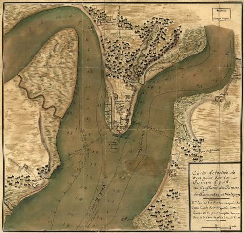 E109 - Carte detaillée de West Point sur la rivière d'York au confluent des Rivières de Pamunkey et Matapony.