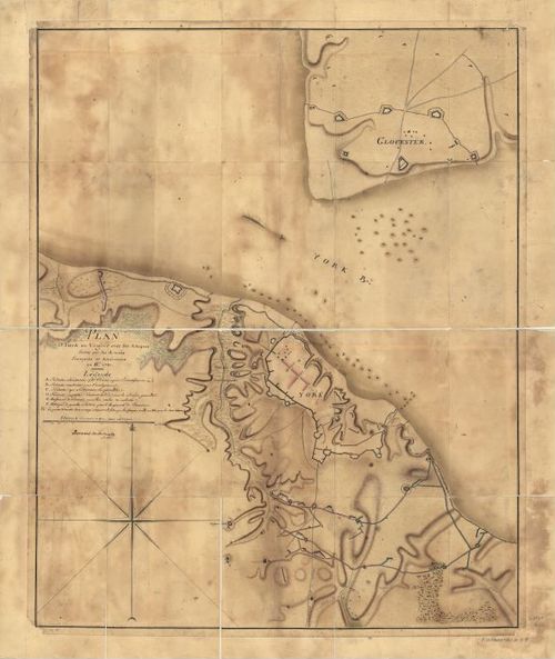 E109 - Plan d'York en Virginie avec les attaques faites par les Armées françoise et américaine en 8bre. 1781.