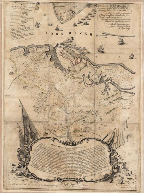 E109 - To His Excellency Genl. Washington, Commander in Chief of the armies of the United States of America, this plan of the investment of York and Gloucester has been surveyed and laid down,