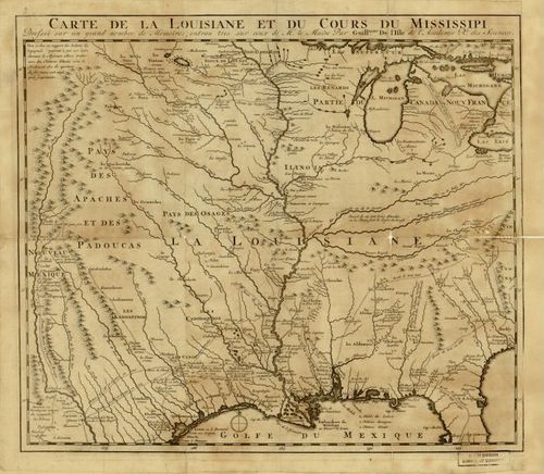 E109 - Carte de la Louisiane et du cours du Mississipi