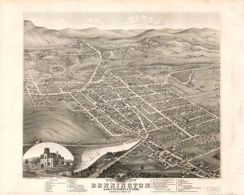 E111 - Birds eye view of Bennington and Bennington Centre Bennington Co Vermont
