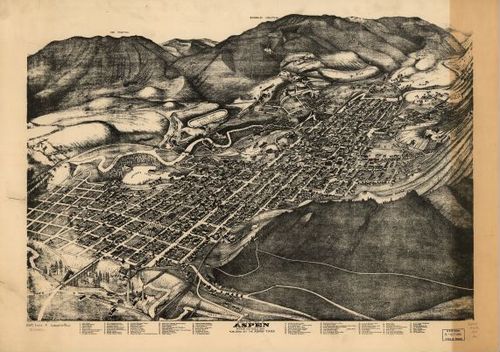 E112 - Birds eye view of Aspen Pitkin Co Colorado - 1893