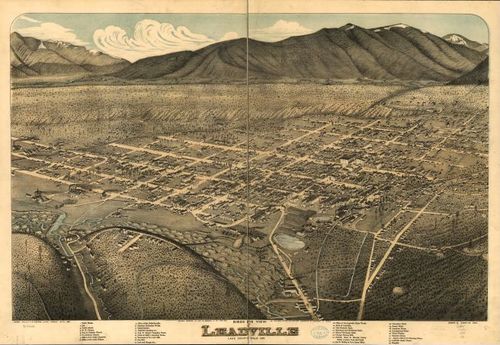 E112 - Birds eye view of Leadville Lake County Colorado - 1879