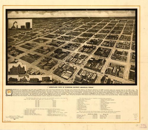 E113 - Aeroplane view of business district Amarillo Texas - 1912