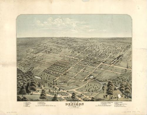 E113 - The city of Denison Grayson Co Texas - 1876