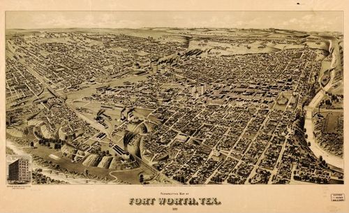 E113 - Perspective map of Fort Worth Texas - 1891