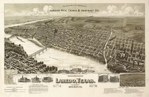 E113 - Perspective map of the city of Laredo Texas the Gateway to and from Mexico