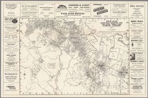 E115 - Map of Palo Alto -Mountain View -Sunnyvale -Menlo Park -Atherton -Los Altos and Vicinity. 1945