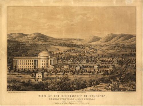 E118 - View of the University of Virginia Charlottesville and Monticello taken from Lewis Mountain - 1856