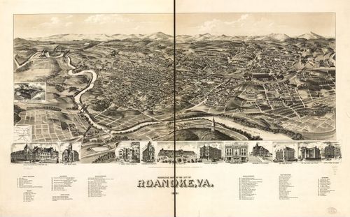 E118 - Perspective map of the city of Roanoke Virginia - 1891