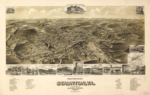 E118 - Perspective map of the city of Staunton Virginia county seat of Augusta County Virginia - 1891