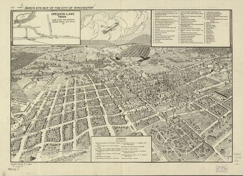 E118 - Birds eye map of the city of Winchester - 1926
