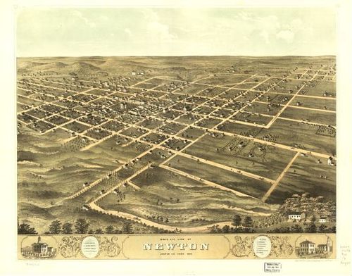 E119 - Birds eye view of Newton Jasper Co Iowa - 1868