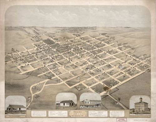 E119 - Birds eye view of Pella Marion County Iowa - 1869