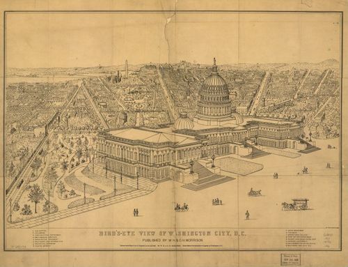 E121 - Birds eye view of Washington City District of Columbia - 1872