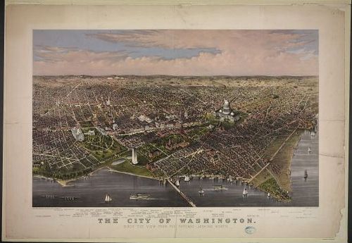 E121 - The City of Washington birds-eye view from the Potomac-looking north - 1880