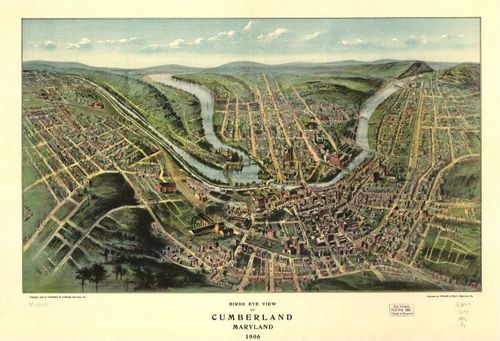 E122 - Birds eye view of Cumberland Maryland - 1906