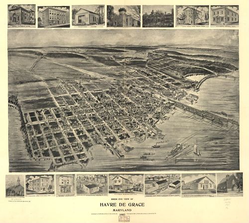E122 - Birds eye view of Havre de Grace Maryland - 1907