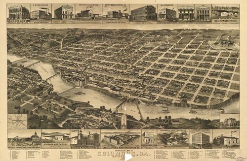 E123 - Perspective map of Columbus Georgia - 1886