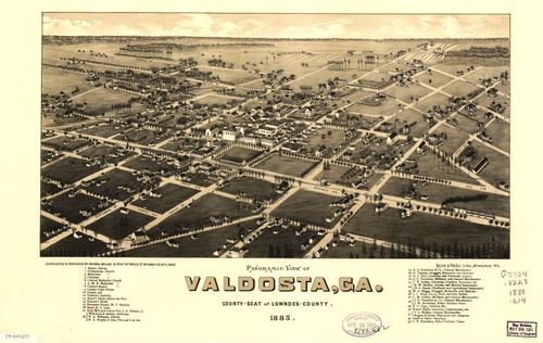 E123 - Panoramic view of Valdosta Georgia county seat of Lowndes County - 1885