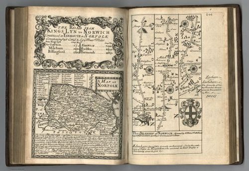 E127.106 - Road from Kings Lyn to Norwich. A Map of Norfork.