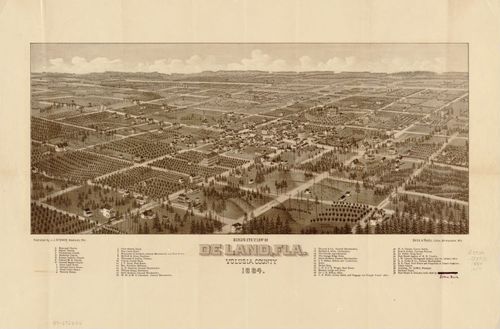 E128 - Birds eye view of De Land Florida Volusia County - 1884
