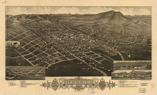E129 - Birds eye view of Helena Montana The capitol of Montana and county seat of Lewis and Clarke Co - 1883 