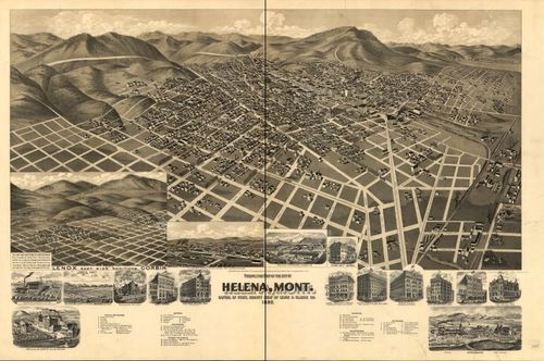 E129 - Perspective map of the city of Helena Montana Capital of State county seat of Lewis and Clarke Co - 1890