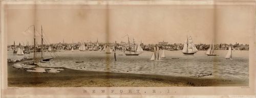 E131 - Newport Rhode Island view from Fort Wolcott Goat Island - 1860