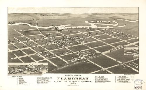 E137 - Birds eye view of Flandreau county seat of Moody Co Dakota - 1883