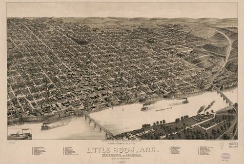 E140 - Perspective map of the city of Little Rock Arkansas State capital of Arkansas county seat of Pulaski County - 1887