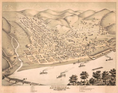 E142 - Birds eye view of the city of Louisiana Pike County Missouri - 1873