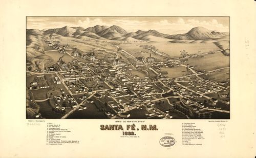 E146 - Birds eye view of the city of Santa Fé New Mexico - 1882