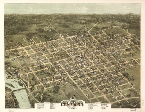 E147 - Birds eye view of the city of Columbia, South Carolina - 1872