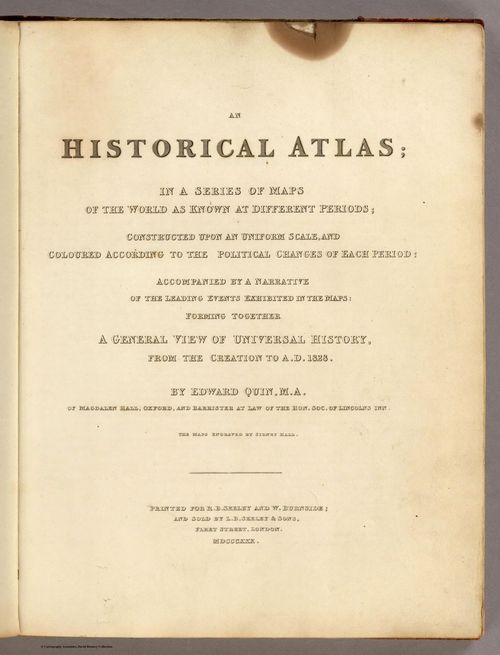 E168 - Title Page: Historical Atlas from the Creation to A.D. 1828