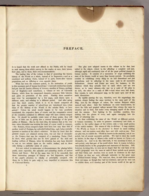 E168 - (Preface 1 to) An Historical Atlas from the Creation to A.D. 1828