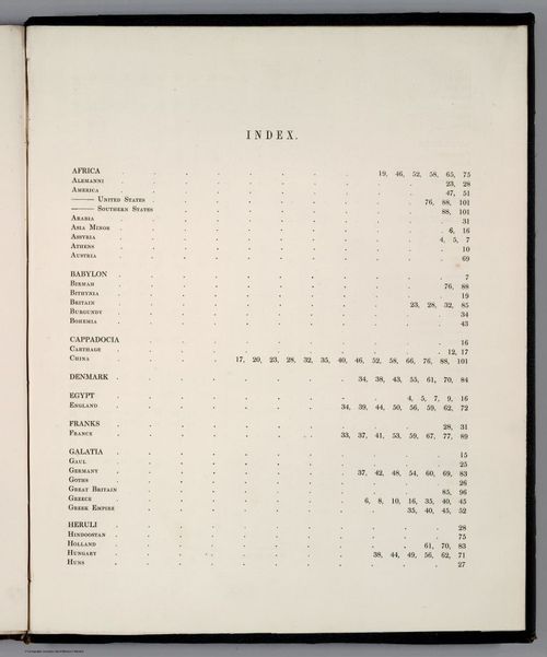 E169 - Index Page : Historical Atlas, In A Series Of Maps Of The World