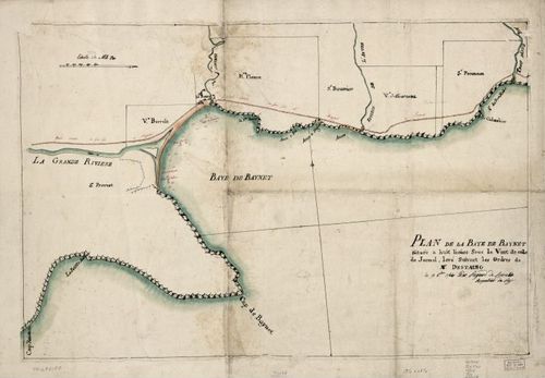 E180 - Plan de la Baye de Baynet : situeé a hiut leiues sous le vent de celle de Jacmel, levé suivant les ordres de Mr. d'Estaing le 11 Ocbre. - 1764