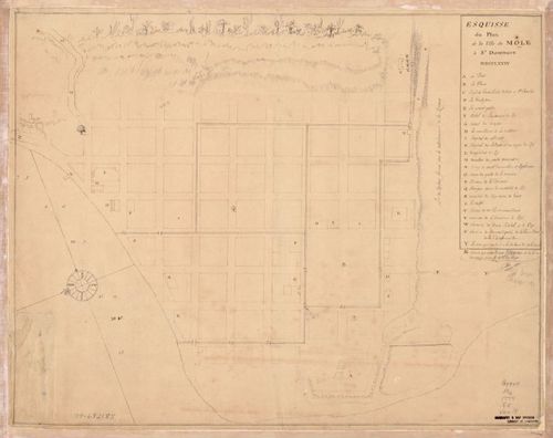 E180 - Esquisse du plan de la ville du Mole à St. Domingue - 1774