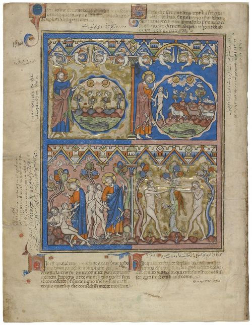 E183.1v - The Fifth Day, The Sixth Day, The Creation of Woman; The Tree of Knowledge, The Fall from Grace 