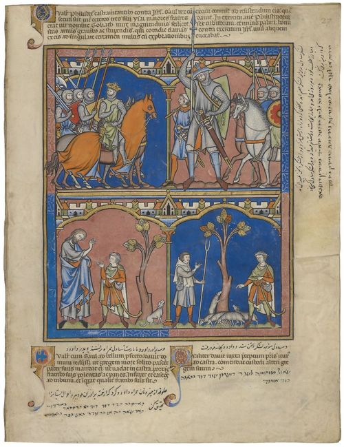 E183.27r - Goliath, A Father's Concern, David Entrusts Jesse's Flock to Another