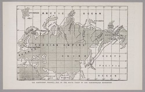 North-East Passage route by the Nordenskiöld expedition aboard the ship Vega between 1878 and 1879.