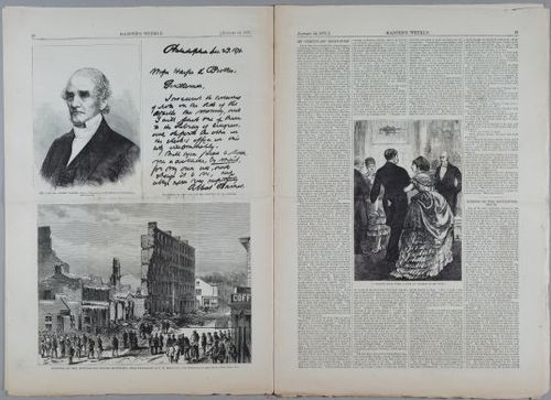 E223 - Paris Map, Nast, Arctic Circle, Harper's Weekly Complete Issue Jan14,1871 . page 28-29