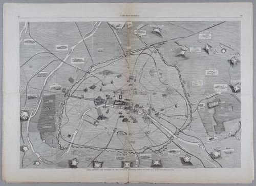 E223 - Paris Map, Nast, Arctic Circle, Harper's Weekly Complete Issue Jan14,1871 . page 32-33
