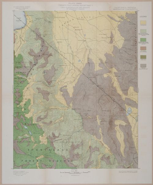 E239 - Land Classification and Density of Standing Timber,  California - Nevada Markleeville Quadrangle - i1850